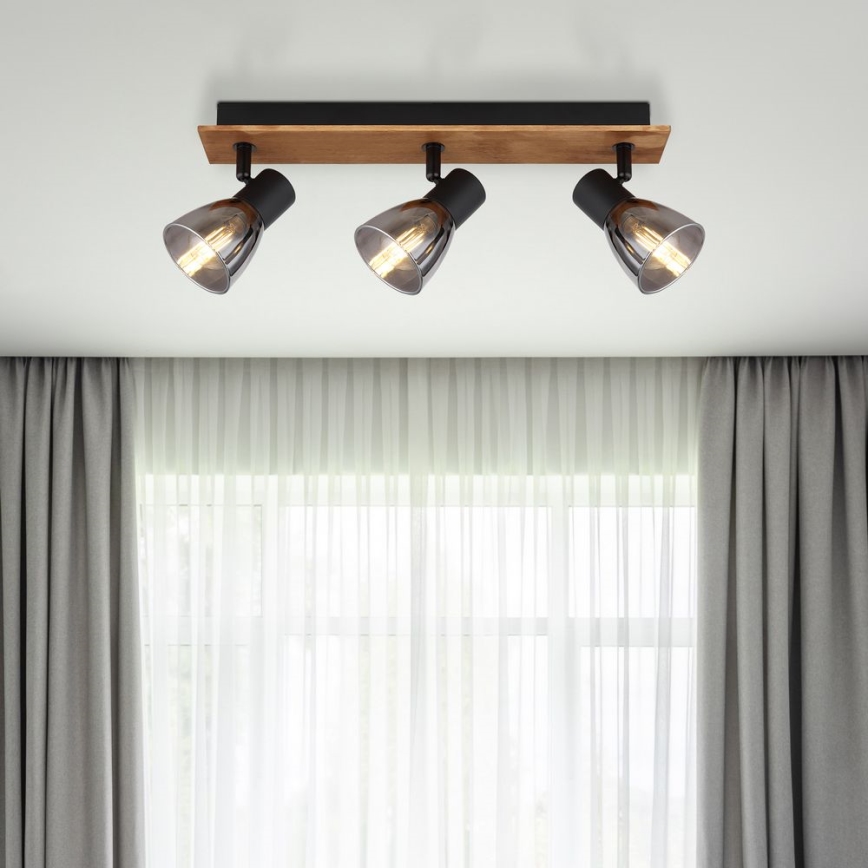 Globo - Σποτ φωτιστικό 3xE14/40W/230V μαύρο/ξύλο