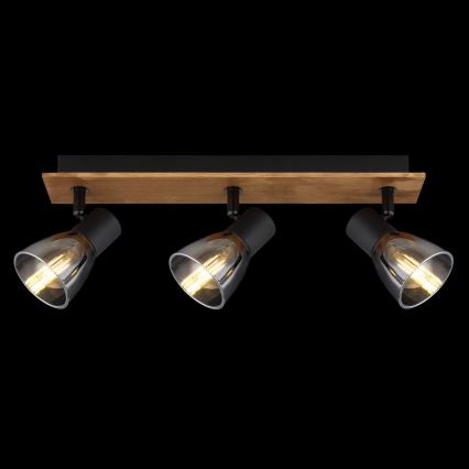 Globo - Σποτ φωτιστικό 3xE14/40W/230V μαύρο/ξύλο