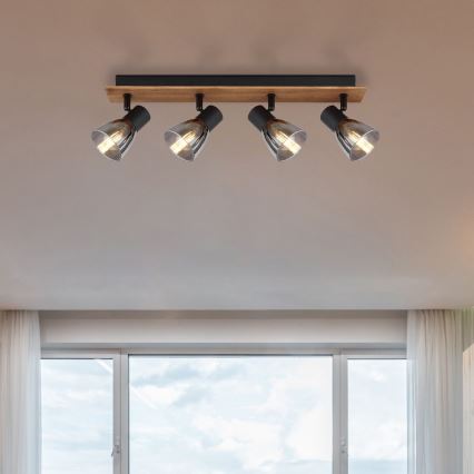 Globo - Σποτ φωτιστικό 4xE14/40W/230V μαύρο/ξύλο