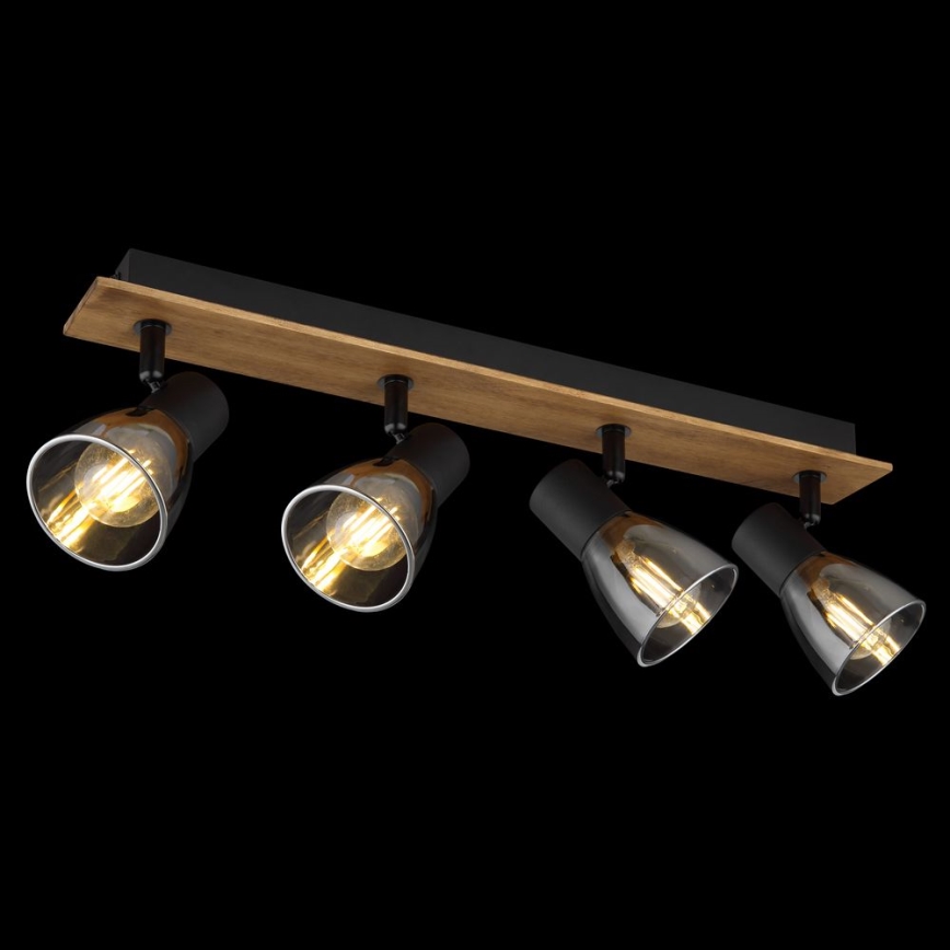Globo - Σποτ φωτιστικό 4xE14/40W/230V μαύρο/ξύλο