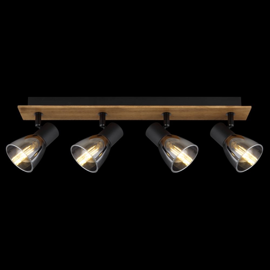 Globo - Σποτ φωτιστικό 4xE14/40W/230V μαύρο/ξύλο