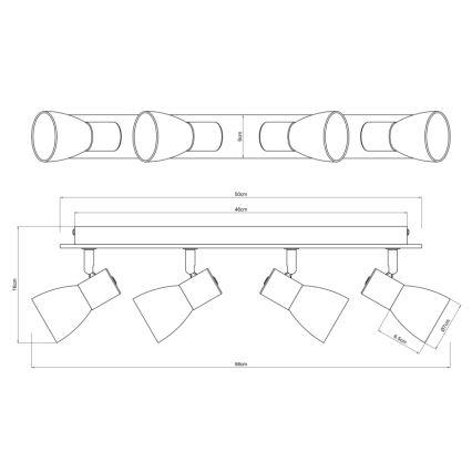 Globo - Σποτ φωτιστικό 4xE14/40W/230V μαύρο/ξύλο
