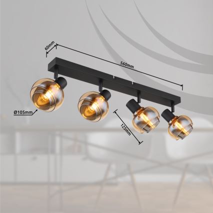Globo - Σποτ φωτιστικό 4xE14/40W/230V μαύρο