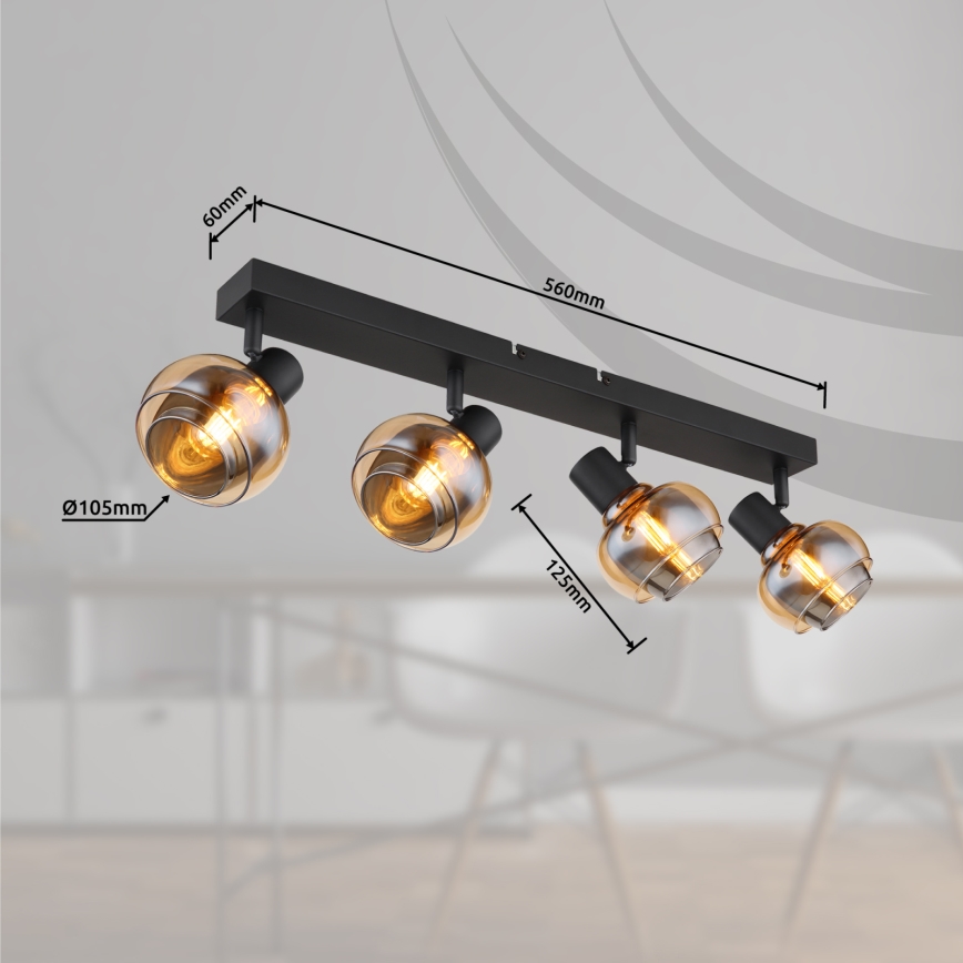 Globo - Σποτ φωτιστικό 4xE14/40W/230V μαύρο