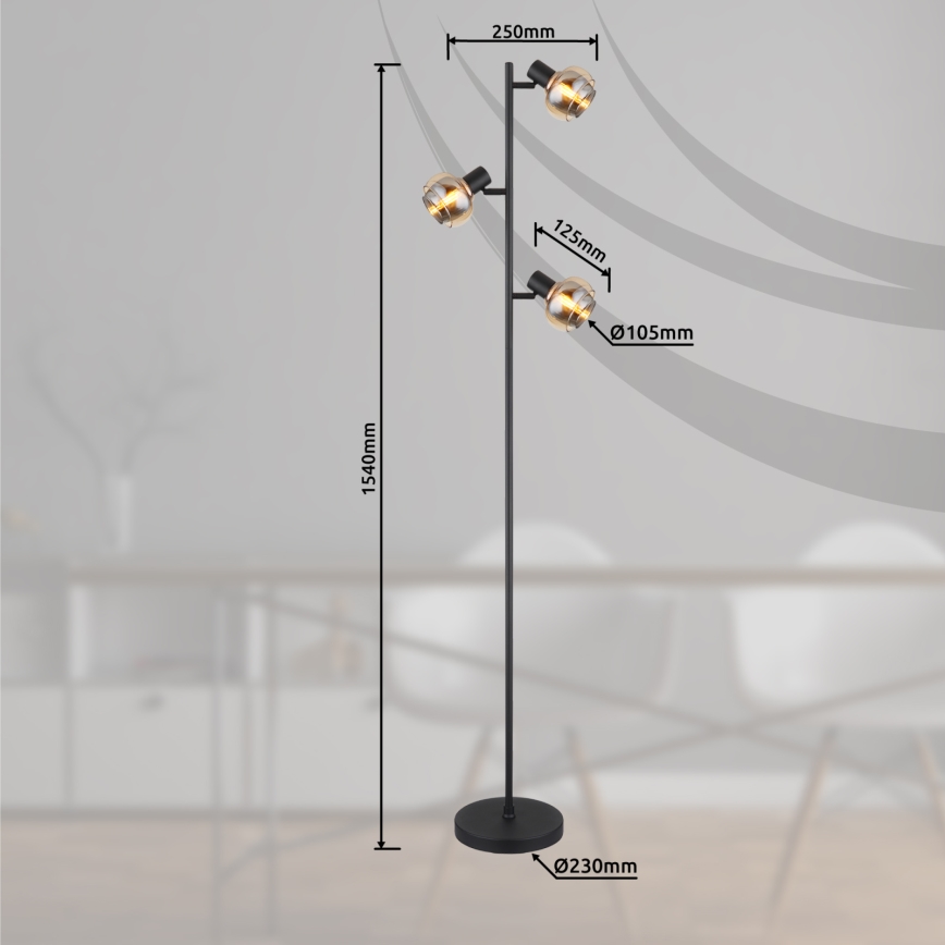 Globo - Επιδαπέδιο φωτιστικό 3xE14/40W/230V μαύρο
