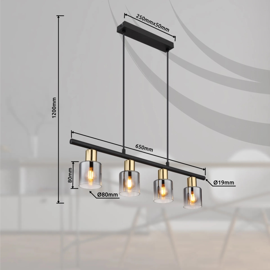 Globo - Κρεμαστό φωτιστικό οροφής 4xE14/25W/230V
