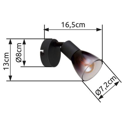 Globo - Σποτ τοίχου 1xE14/25W/230V μαύρο