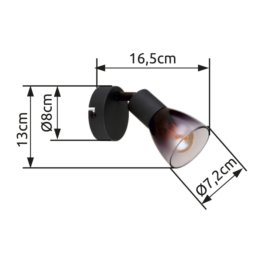 Globo - Σποτ τοίχου 1xE14/25W/230V μαύρο