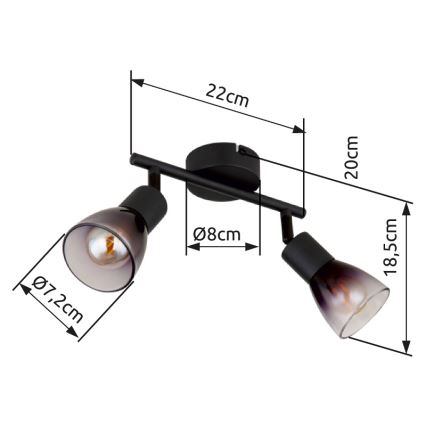 Globo - Φωτιστικό σποτ 2xE14/25W/230V μαύρο