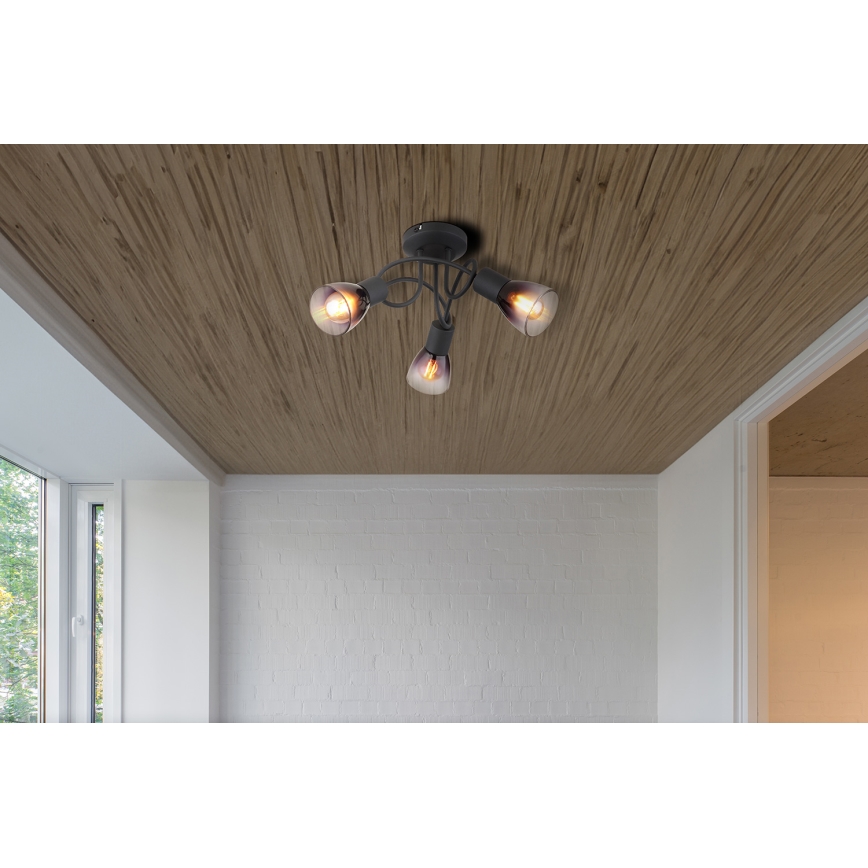 Globo - Πλαφονιέρα οροφής 3xE14/25W/230V μαύρο