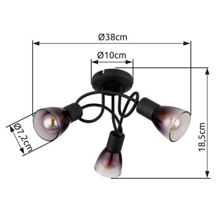 Globo - Πλαφονιέρα οροφής 3xE14/25W/230V μαύρο