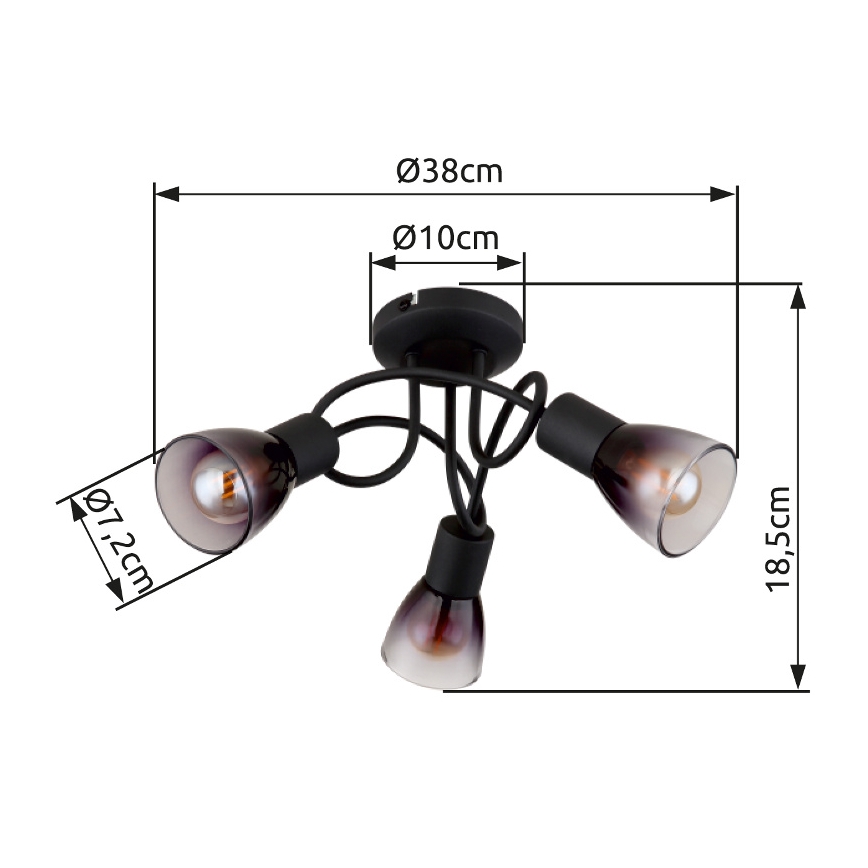 Globo - Πλαφονιέρα οροφής 3xE14/25W/230V μαύρο