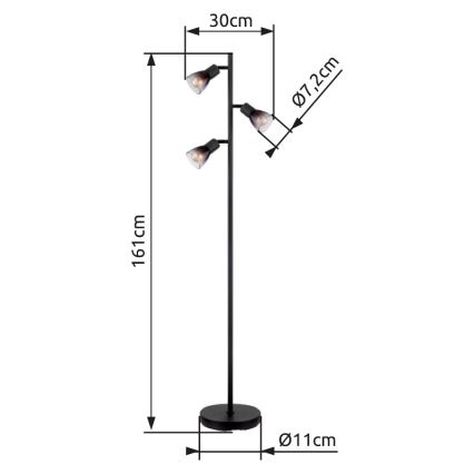 Globo - Επιδαπέδιο φωτιστικό 3xE14/25W/230V μαύρο