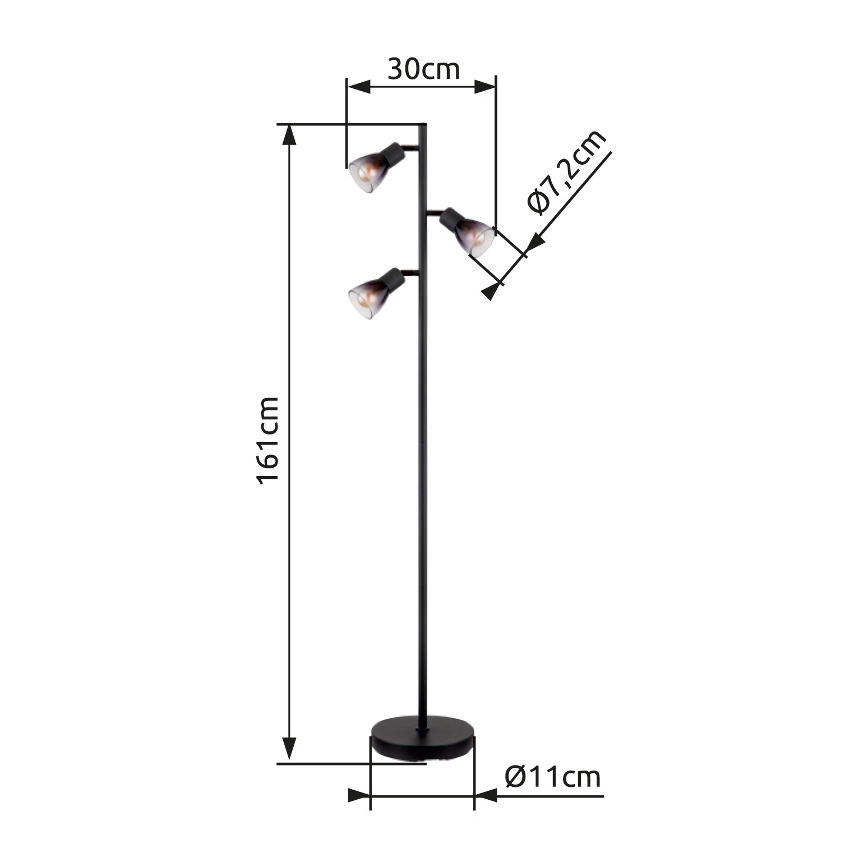 Globo - Επιδαπέδιο φωτιστικό 3xE14/25W/230V μαύρο
