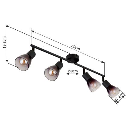 Globo - Φωτιστικό σποτ 4xE14/25W/230V μαύρο