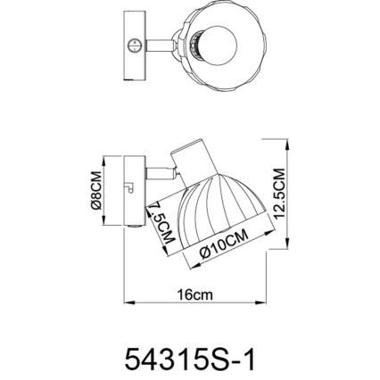 Globo - Σποτ τοίχου 1xE14/40W/230V μαύρο