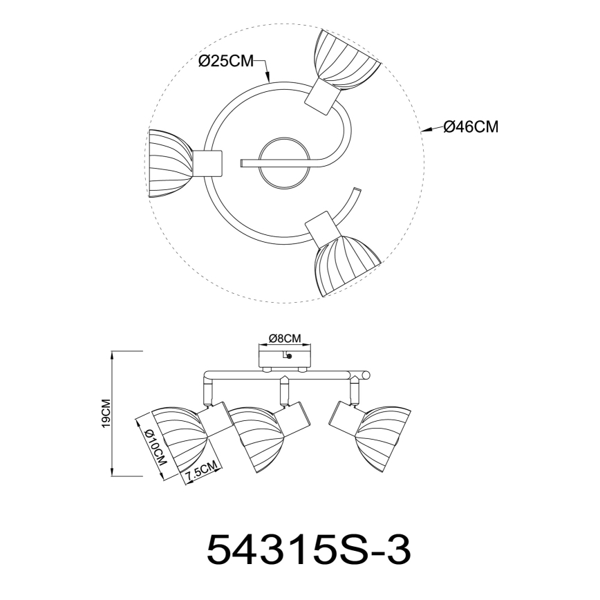 Globo - Φωτιστικό σποτ 3xE14/40W/230V μαύρο