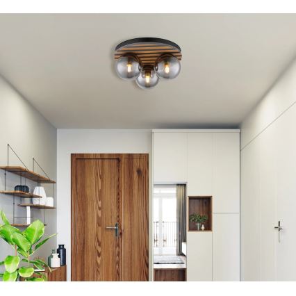 Globo - Φωτιστικό οροφής 3xE27/40W/230V Ø 39 cm καφέ/καπνιστό
