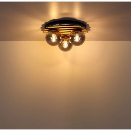Globo - Φωτιστικό οροφής 3xE27/40W/230V Ø 39 cm καφέ/καπνιστό