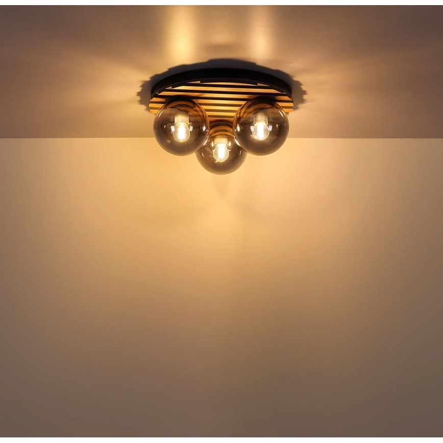 Globo - Φωτιστικό οροφής 3xE27/40W/230V Ø 39 cm καφέ/καπνιστό