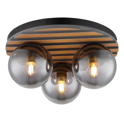 Globo - Φωτιστικό οροφής 3xE27/40W/230V Ø 39 cm καφέ/καπνιστό