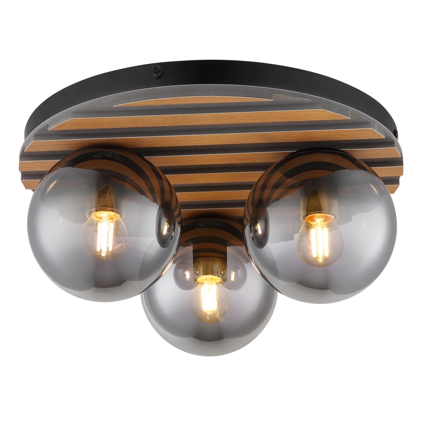 Globo - Φωτιστικό οροφής 3xE27/40W/230V Ø 39 cm καφέ/καπνιστό