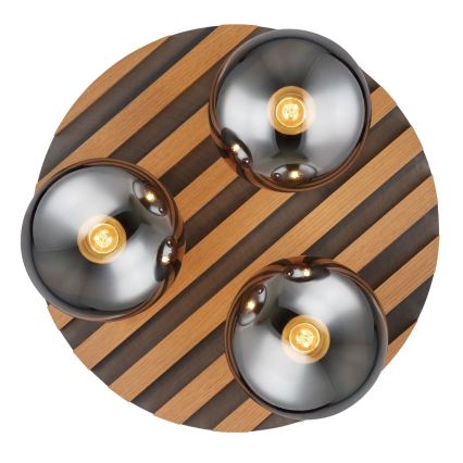 Globo - Φωτιστικό οροφής 3xE27/40W/230V Ø 39 cm καφέ/καπνιστό