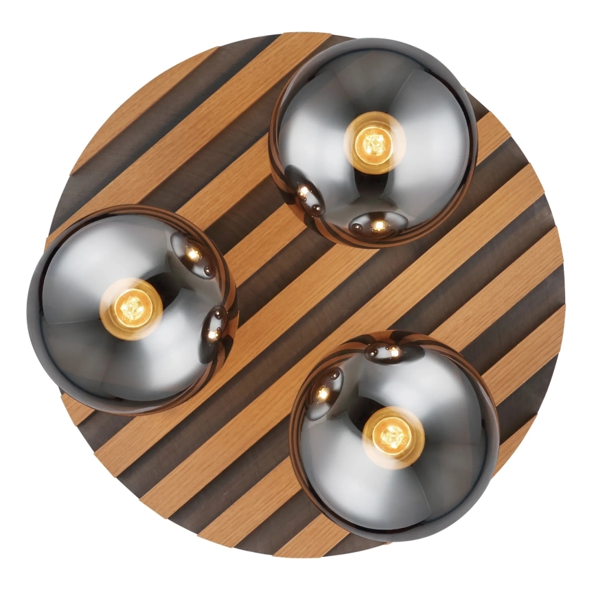 Globo - Φωτιστικό οροφής 3xE27/40W/230V Ø 39 cm καφέ/καπνιστό