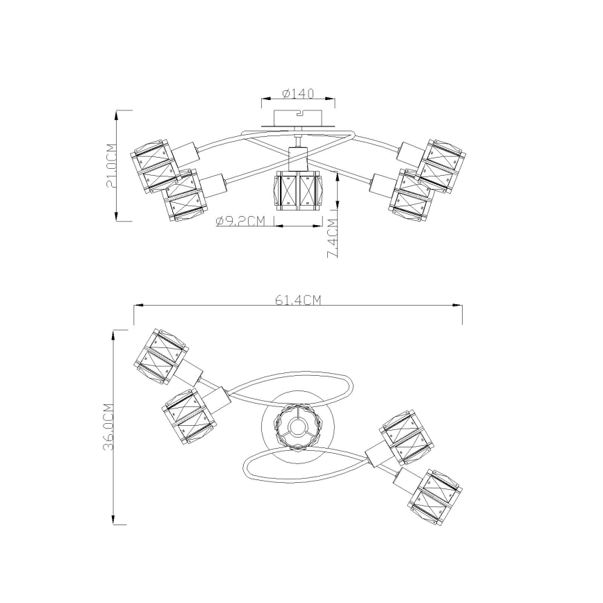 Globo - Πλαφονιέρα οροφής 5xE14/40W/230V