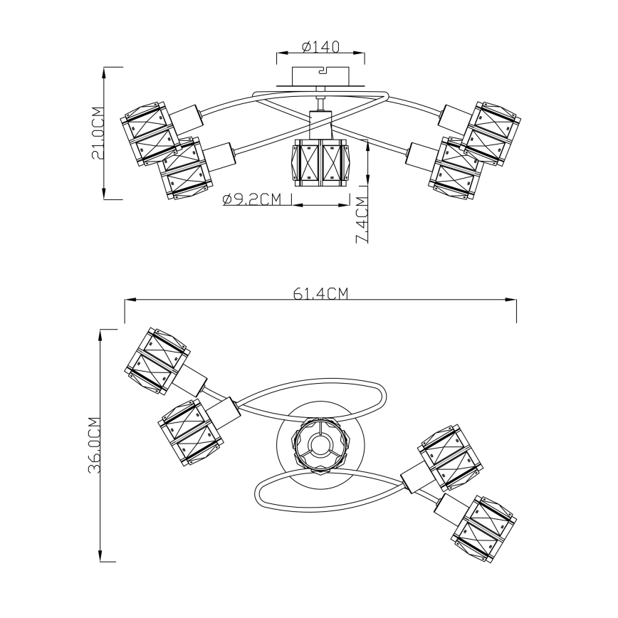 Globo - Συνδεδεμένο πολύφωτο 5xE14/40W/230V