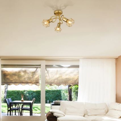Globo - Πλαφονιέρα οροφής 3xE14/40W/230V χρυσό