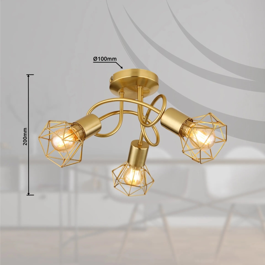 Globo - Πλαφονιέρα οροφής 3xE14/40W/230V χρυσό