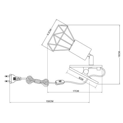 Globo - Λάμπα τοίχου με κλιπ 1xE14/40W/230V μαύρο