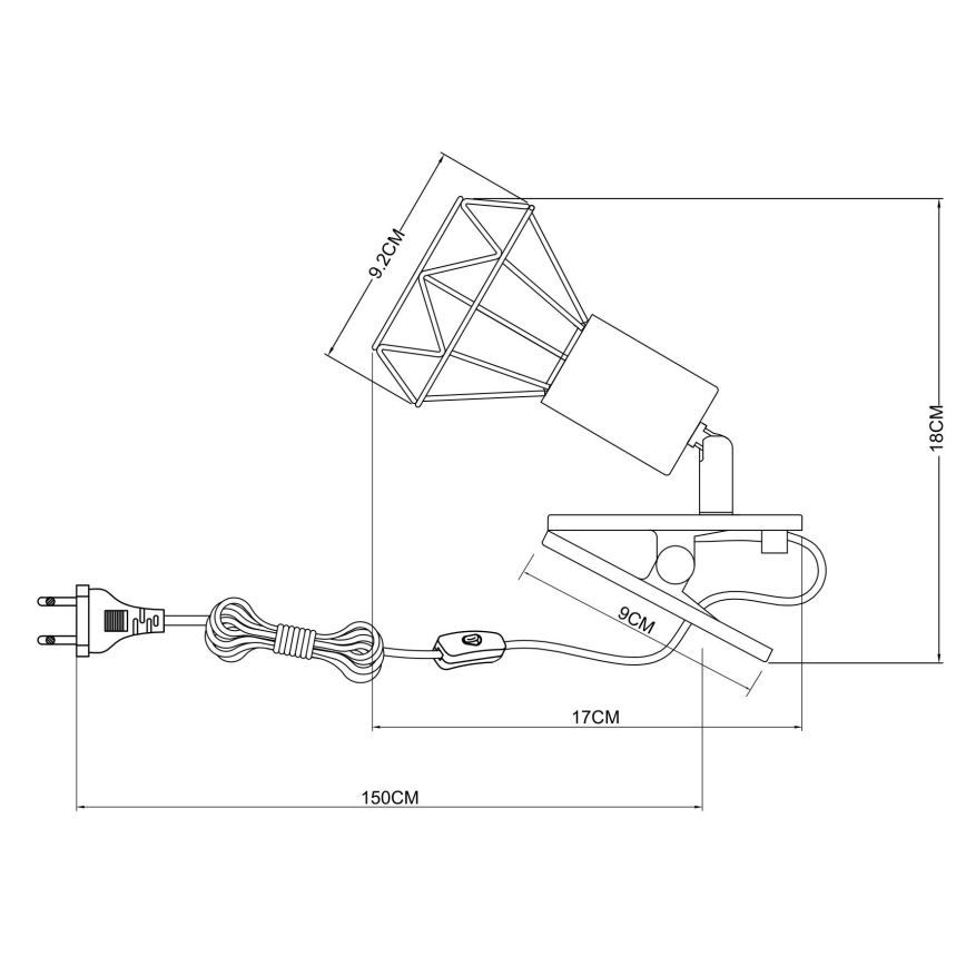 Globo - Λάμπα τοίχου με κλιπ 1xE14/40W/230V μαύρο