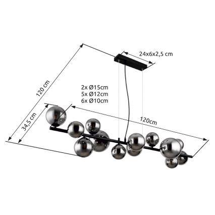 Globo -  Κρεμαστό φωτιστικό οροφής LED 13xG9/3,5W/230V φιμέ/μαύρο