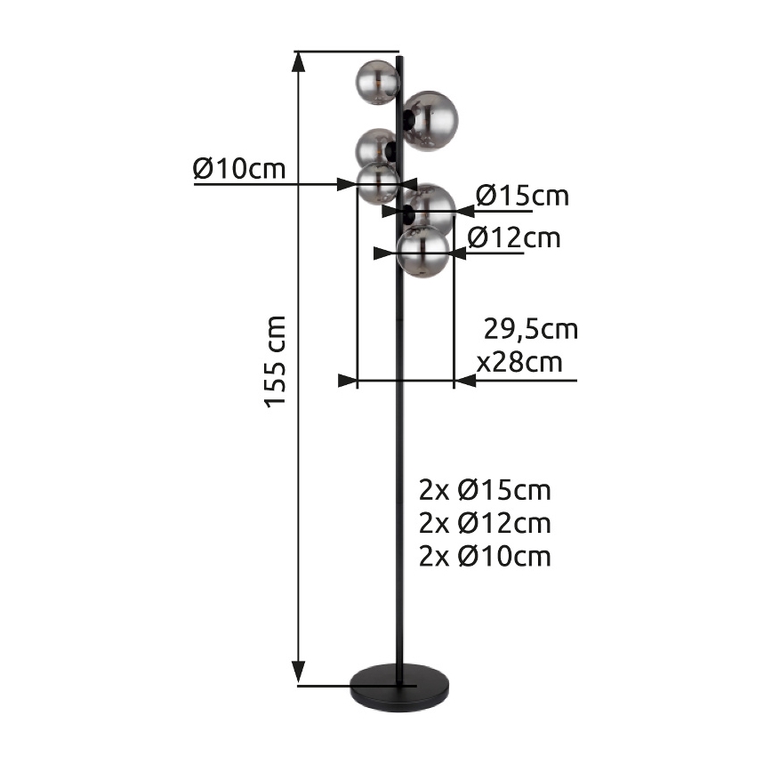 Globo - Επιδαπέδια λάμπα LED 6xG9/3,5W/230V φιμέ/μαύρο