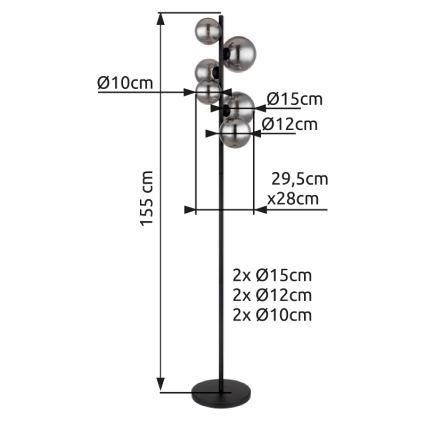 Globo - Επιδαπέδια λάμπα LED 6xG9/3,5W/230V φιμέ/μαύρο