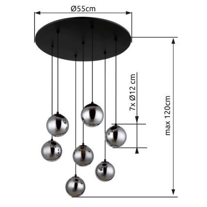 Globo -  Κρεμαστό φωτιστικό οροφής LED 7xG9/3,5W/230V φιμέ/μαύρο