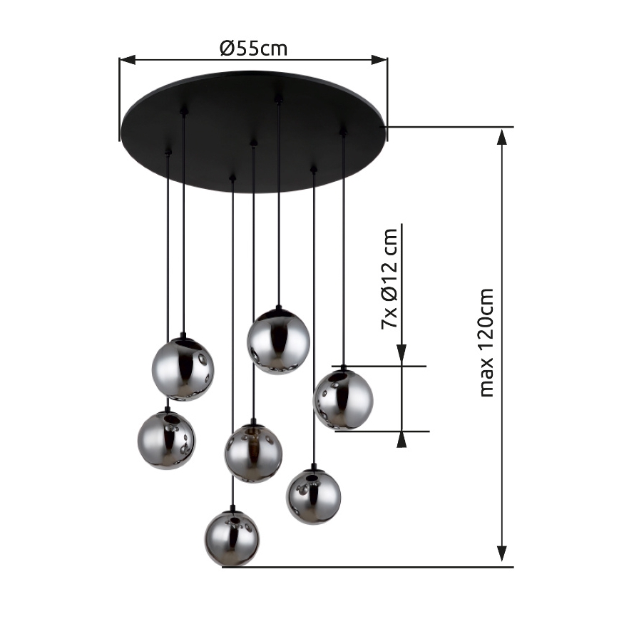 Globo -  Κρεμαστό φωτιστικό οροφής LED 7xG9/3,5W/230V φιμέ/μαύρο