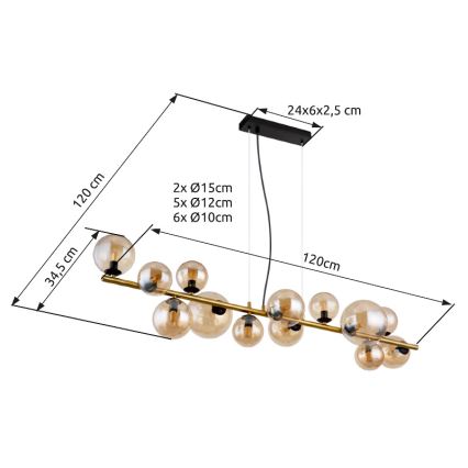 Globo -  Κρεμαστό φωτιστικό οροφής LED 13xG9/3,5W/230V φιμέ/καφέ