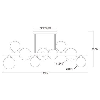 Globo -Κρεμαστό φωτιστικό οροφής ράγα LED 9xG9/3W/230V ορείχαλκος