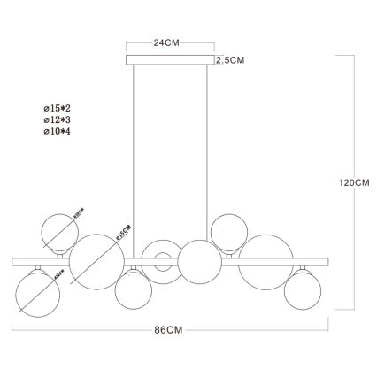 Globo -Κρεμαστό φωτιστικό οροφής ράγα LED 9xG9/3W/230V ορείχαλκος