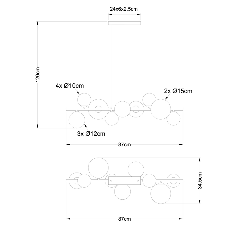 Globo -  Κρεμαστό φωτιστικό οροφής LED 9xG9/3W/230V ματ χρώμιο