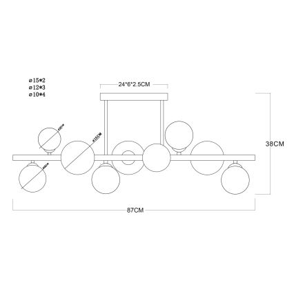 Globo - LED πολυέλαιος σε ράβδο 9xG9/3W/230V