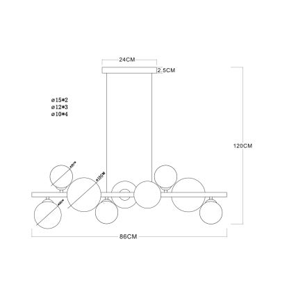 Globo - Πολύφωτο LED σε καλώδιο 9xG9/3W/230V