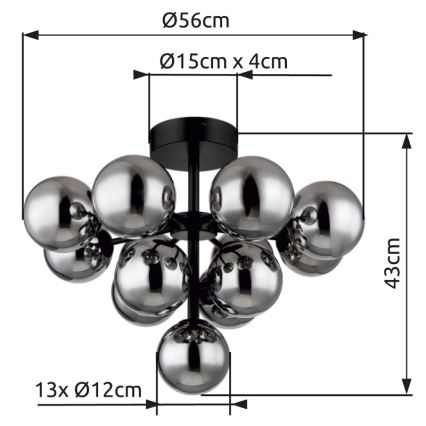 Globo - Πλαφονιέρα οροφής 13xG9/5W/230V διάμετρος 56 cm μαύρο