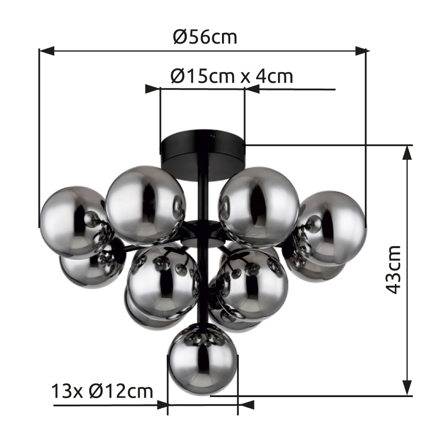 Globo - Πλαφονιέρα οροφής 13xG9/5W/230V διάμετρος 56 cm μαύρο