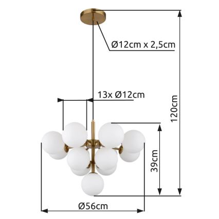 Globo - Κρεμαστό φωτιστικό οροφής 13xG9/5W/230V διάμετρος 56 cm χρυσό