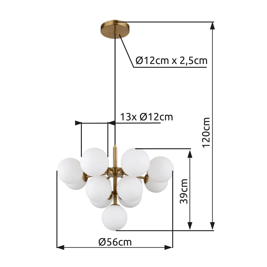 Globo - Κρεμαστό φωτιστικό οροφής 13xG9/5W/230V διάμετρος 56 cm χρυσό