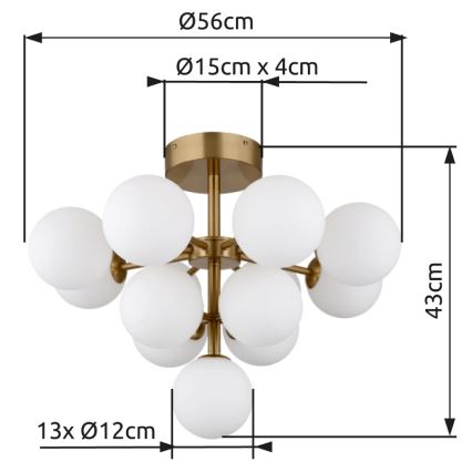 Globo - Πλαφονιέρα οροφής 13xG9/5W/230V διάμετρος 56 cm χρυσό